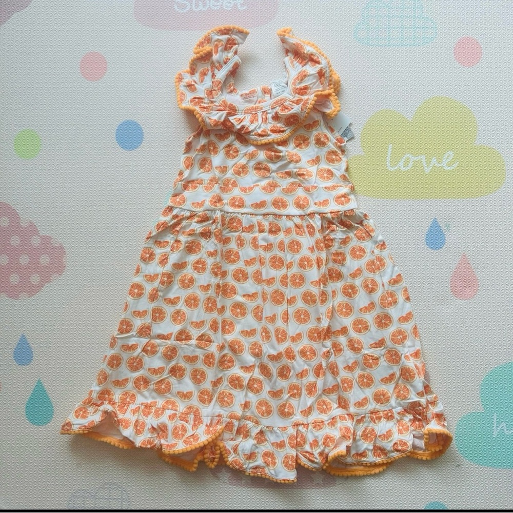 Kate Quinn Orange Citrus Pom Pom Dress